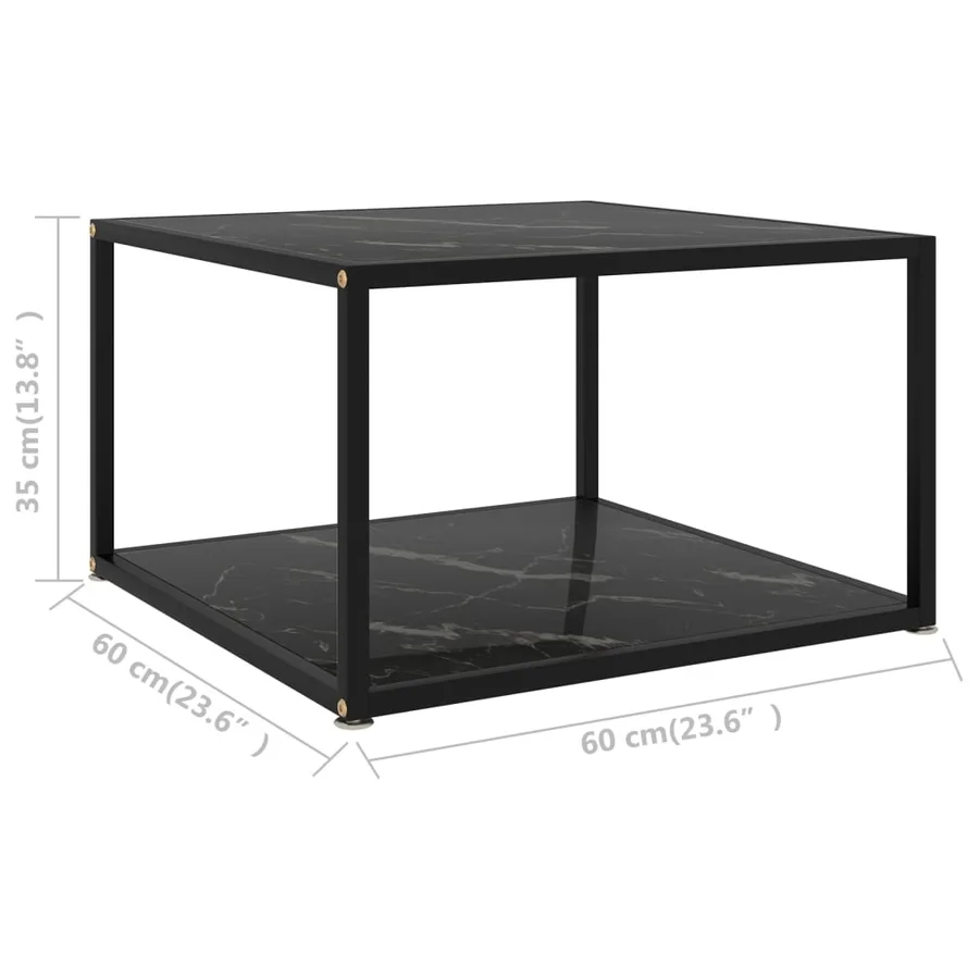 Table basse Noir 60x60x35 cm Verre trempé - 5