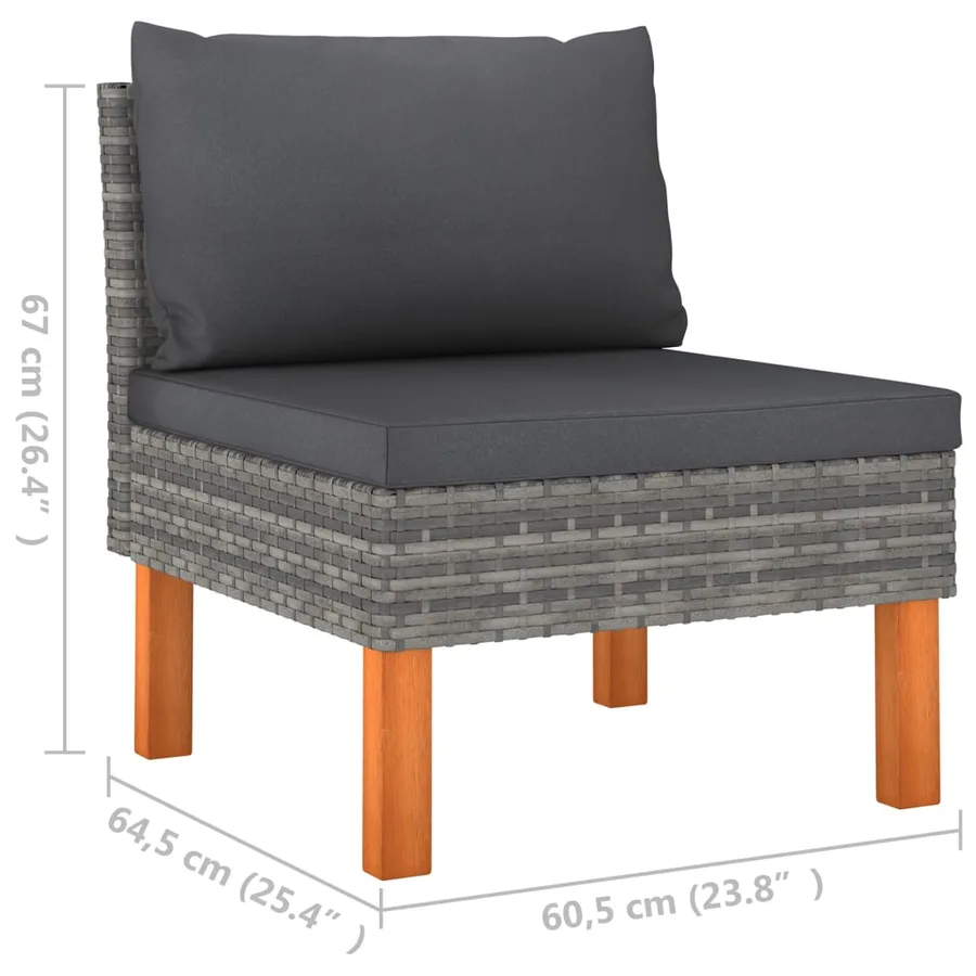 Canapés centraux 3 pcs Résine tressée et bois d'eucalyptus - 7
