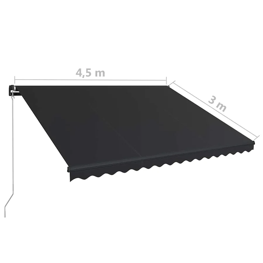 Auvent manuel rétractable avec LED 450x300 cm Anthracite - 13