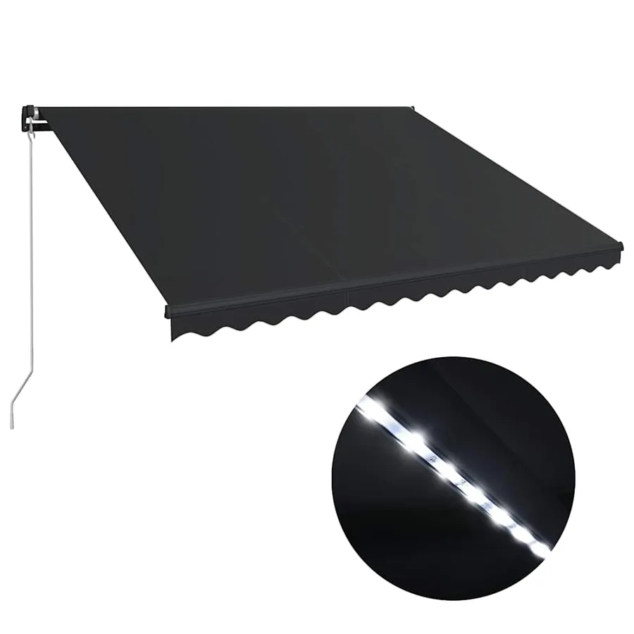 Auvent manuel rétractable avec LED 450x300 cm Anthracite - 2