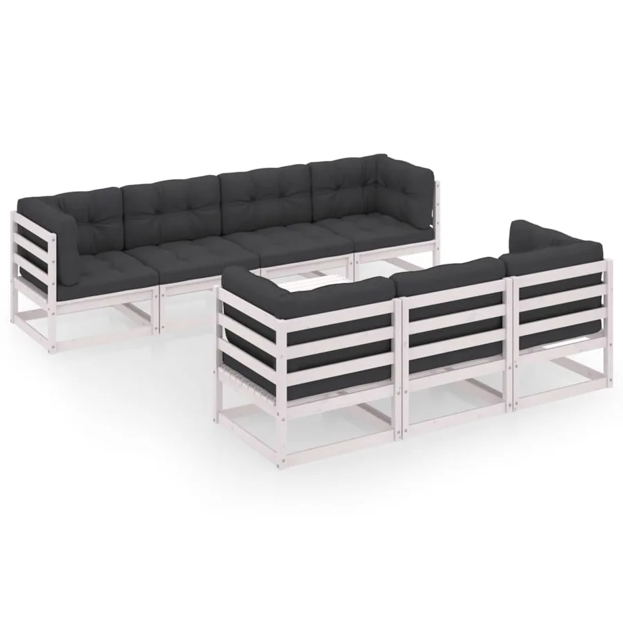 Salon de jardin 8 pcs avec coussins Bois de pin massif - 2