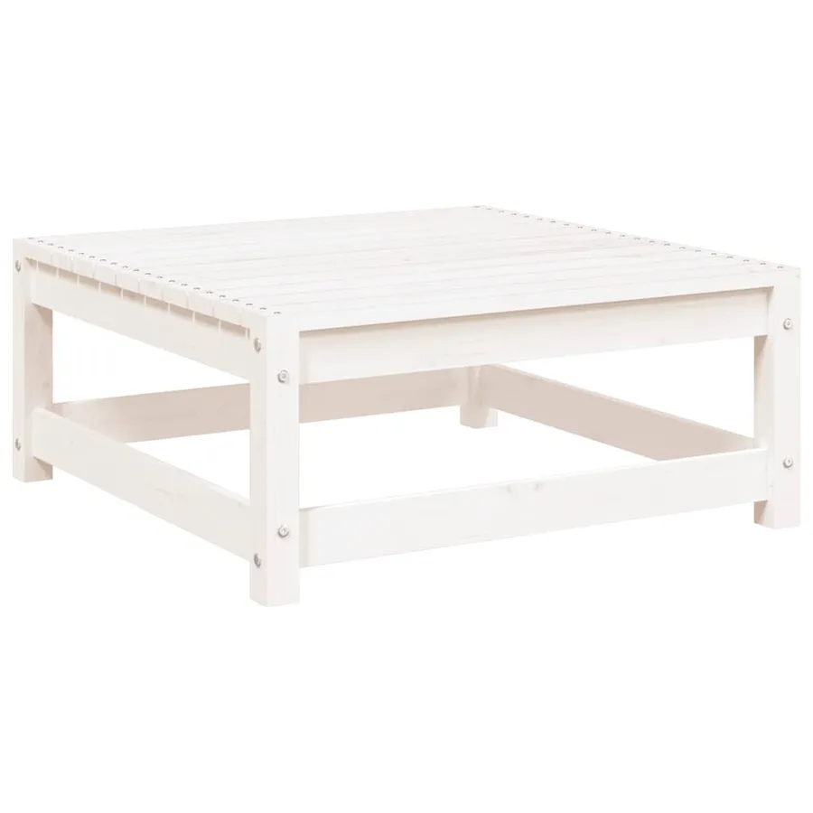 Repose-pieds de jardin avec coussins lot de 2 Blanc Bois de pin - 3