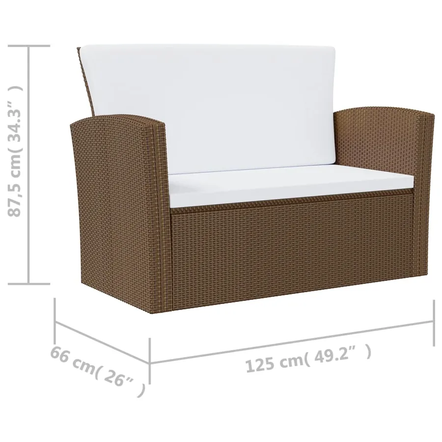 Salon de jardin 8 pcs avec coussins résine tressée marron - 10