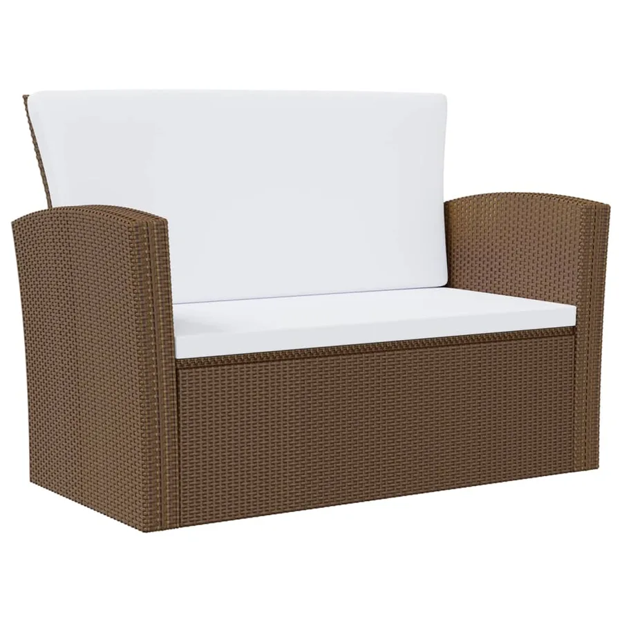 Salon de jardin 8 pcs avec coussins résine tressée marron - 5