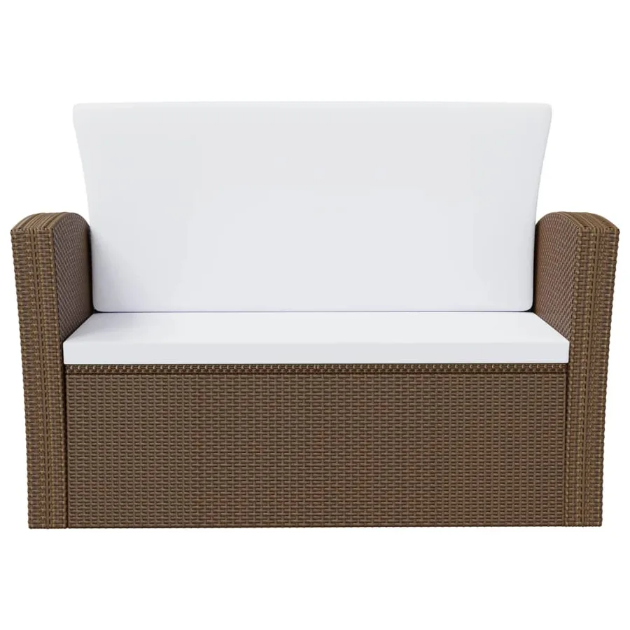 Salon de jardin 8 pcs avec coussins résine tressée marron - 6