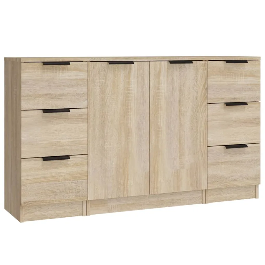 Buffets 3 pcs Chêne sonoma Bois d'ingénierie - 2