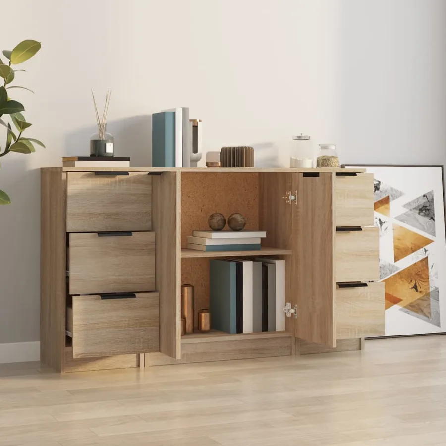 Buffets 3 pcs Chêne sonoma Bois d'ingénierie - 3