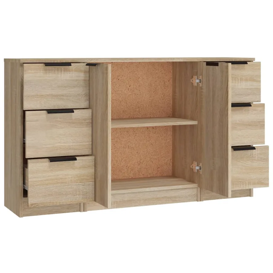 Buffets 3 pcs Chêne sonoma Bois d'ingénierie - 6