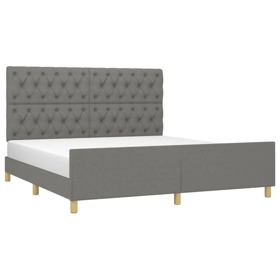 Cadre de lit sans matelas gris foncé 160x200 cm tissu - 3
