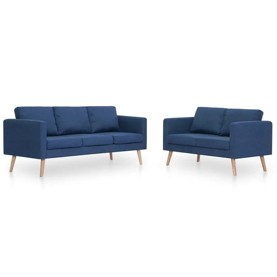 Ensemble de canapé 2 pcs tissu bleu - 2