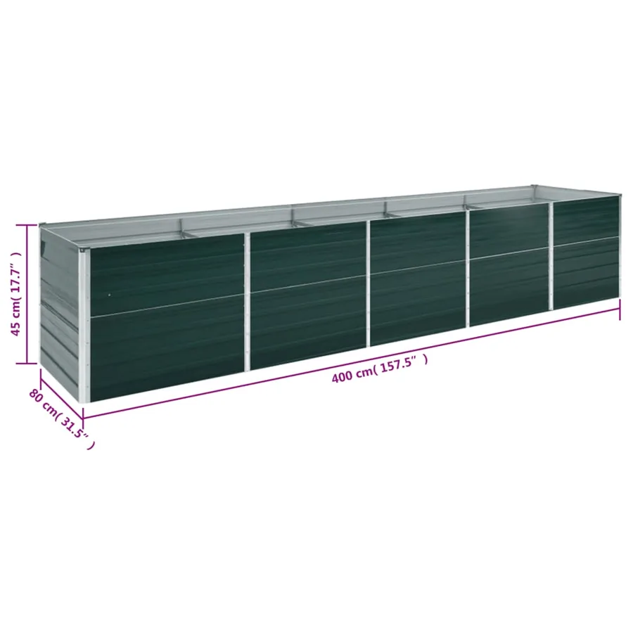 Lit surélevé de jardin Acier galvanisé 400x80x45 cm Vert - 7
