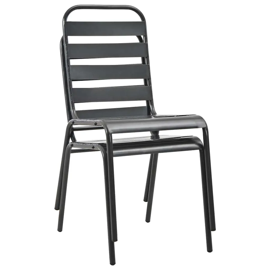 Chaises empilables de d'extérieur lot de 2 Acier Gris - 7