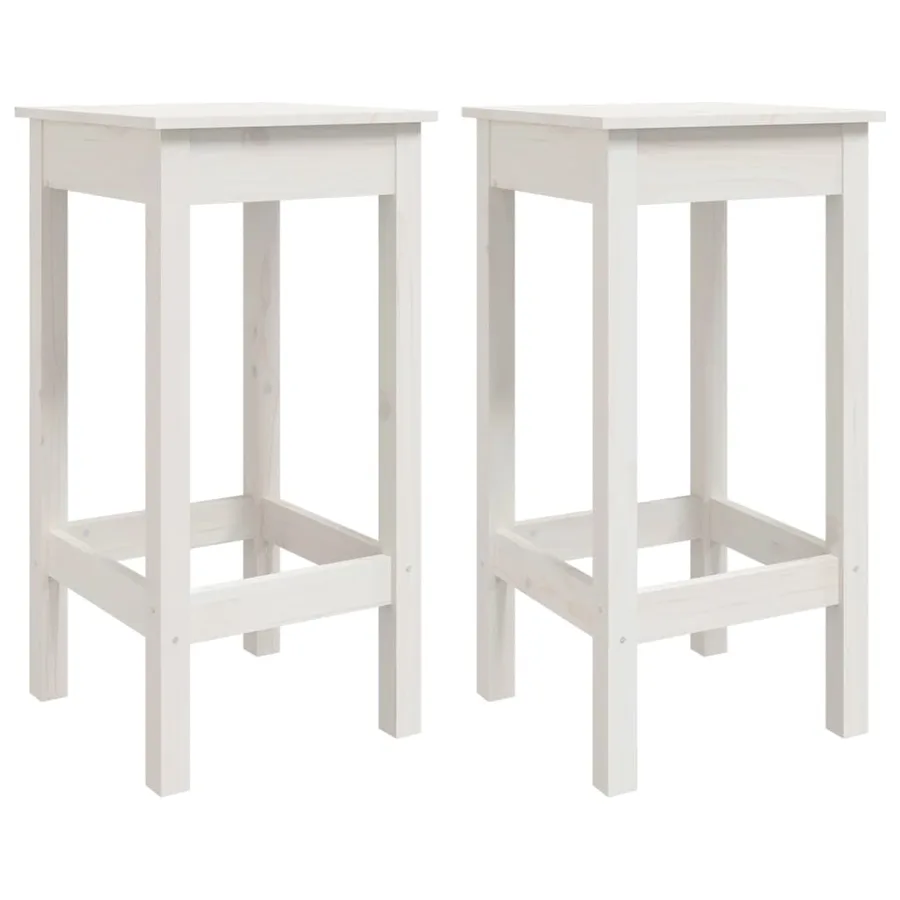 Chaises de bar lot de 2 blanc 40x40x78 cm bois de pin solide - 2