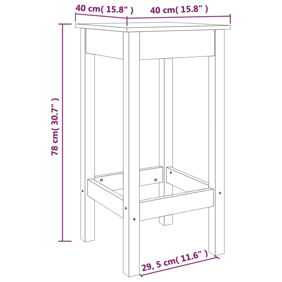 Chaises de bar lot de 2 blanc 40x40x78 cm bois de pin solide - 6