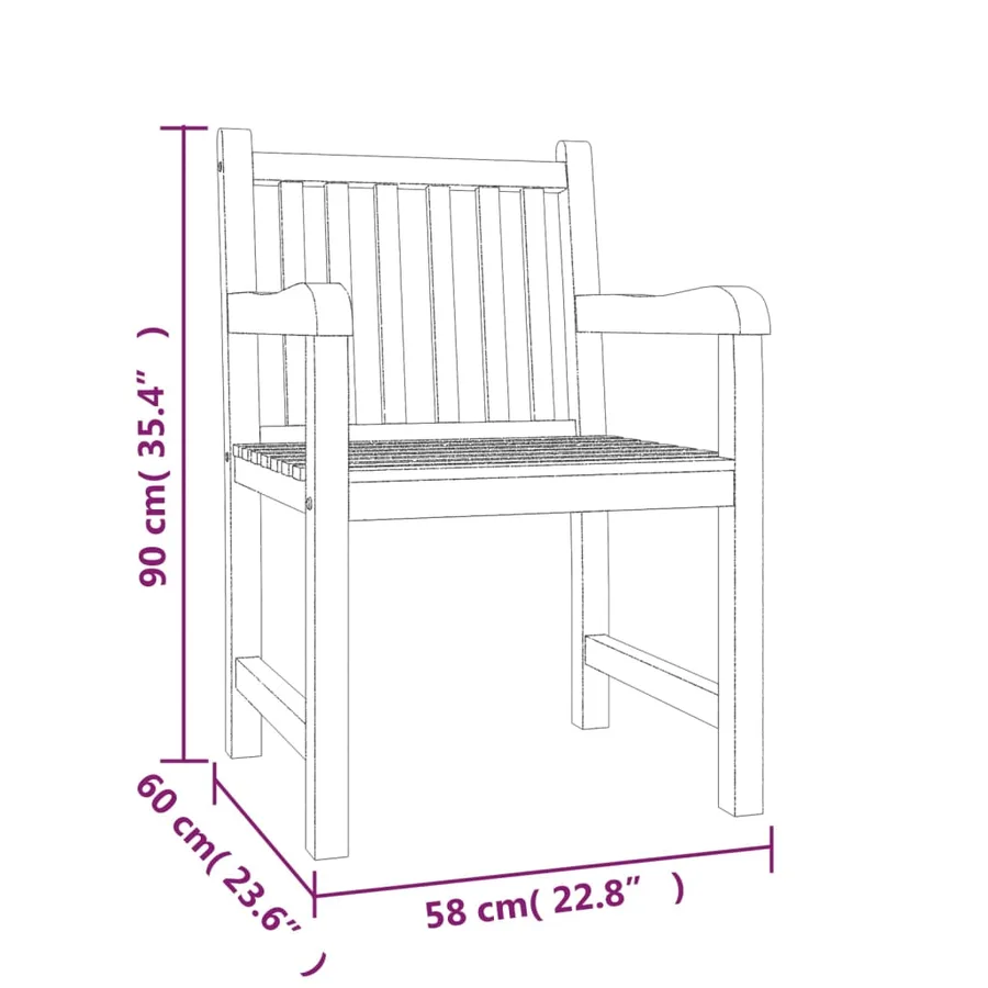 Ensemble à manger de jardin 5pcs Bois de teck massif - 11
