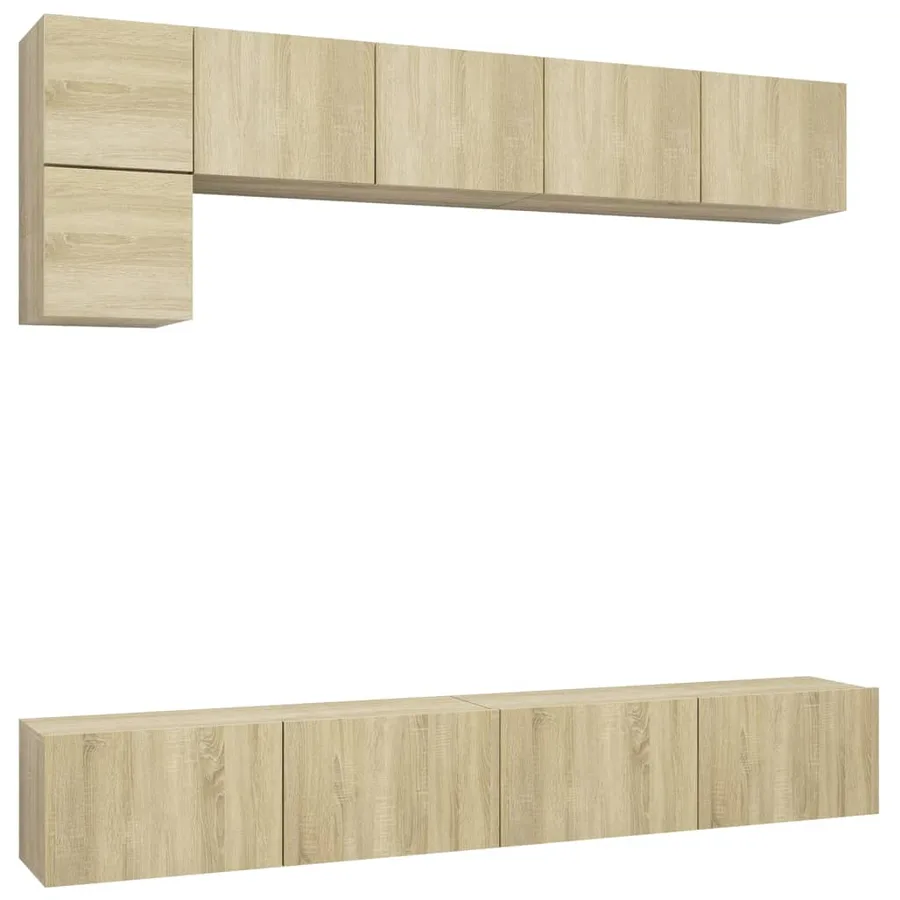 Ensemble de meuble TV 5 pcs Chêne sonoma Bois d'ingénierie - 2