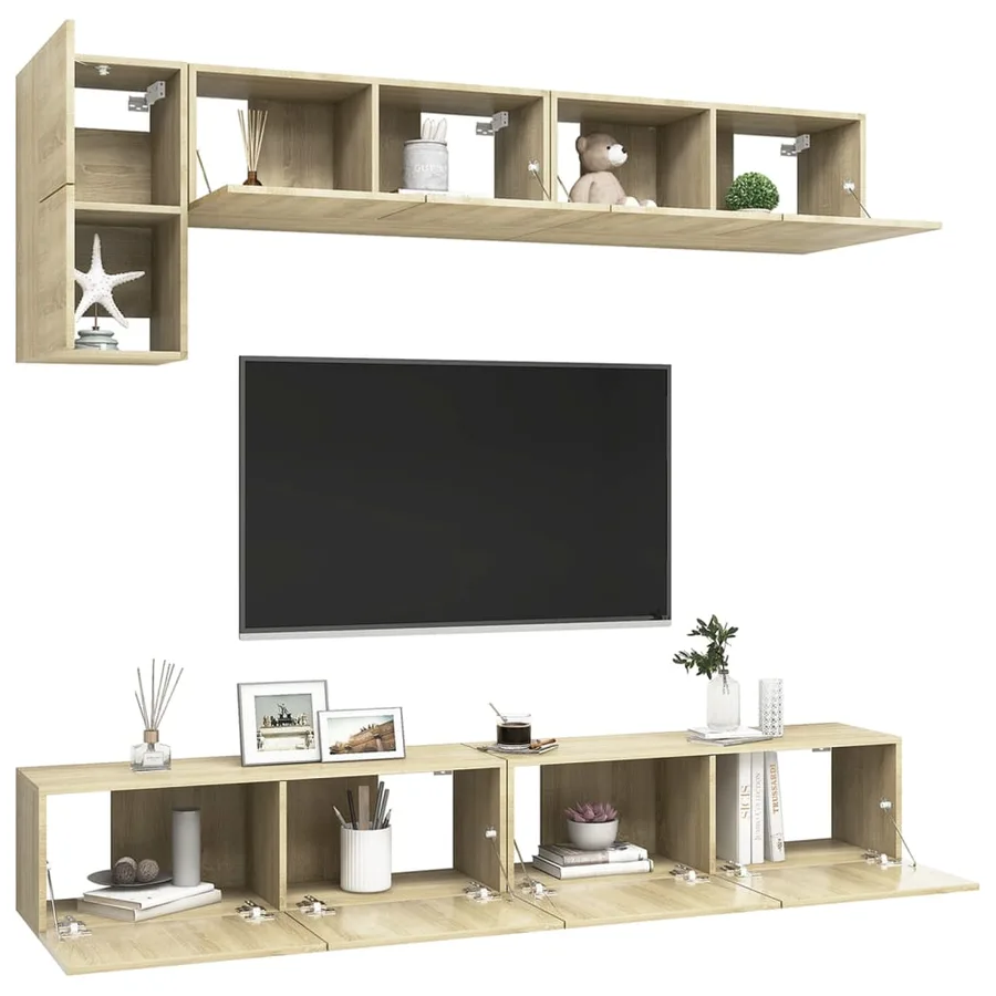 Ensemble de meuble TV 5 pcs Chêne sonoma Bois d'ingénierie - 3