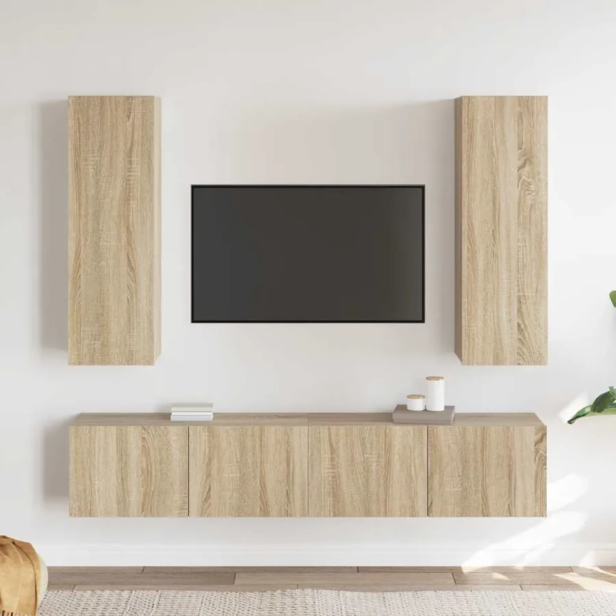 Ensemble de meubles TV 4 pcs Chêne sonoma Bois d'ingénierie