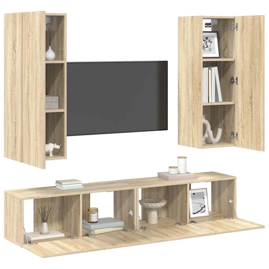 Ensemble de meubles TV 4 pcs Chêne sonoma Bois d'ingénierie - 3