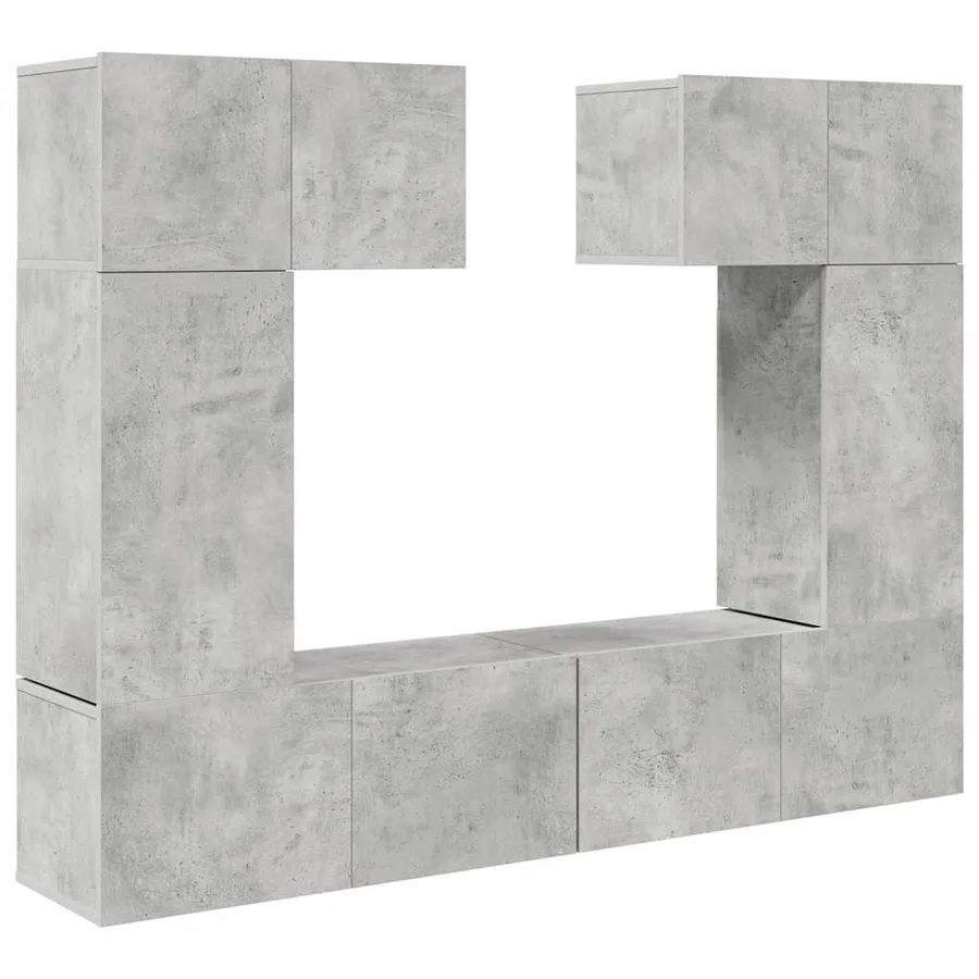 Ensemble de meuble TV 6 pcs Gris béton Bois d'ingénierie - 2
