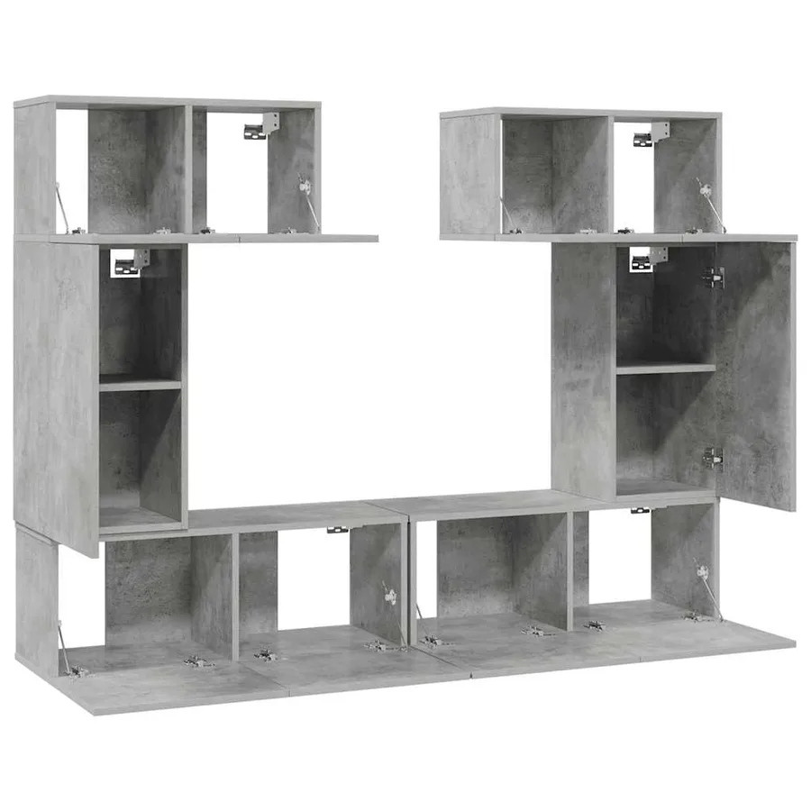 Ensemble de meuble TV 6 pcs Gris béton Bois d'ingénierie - 4