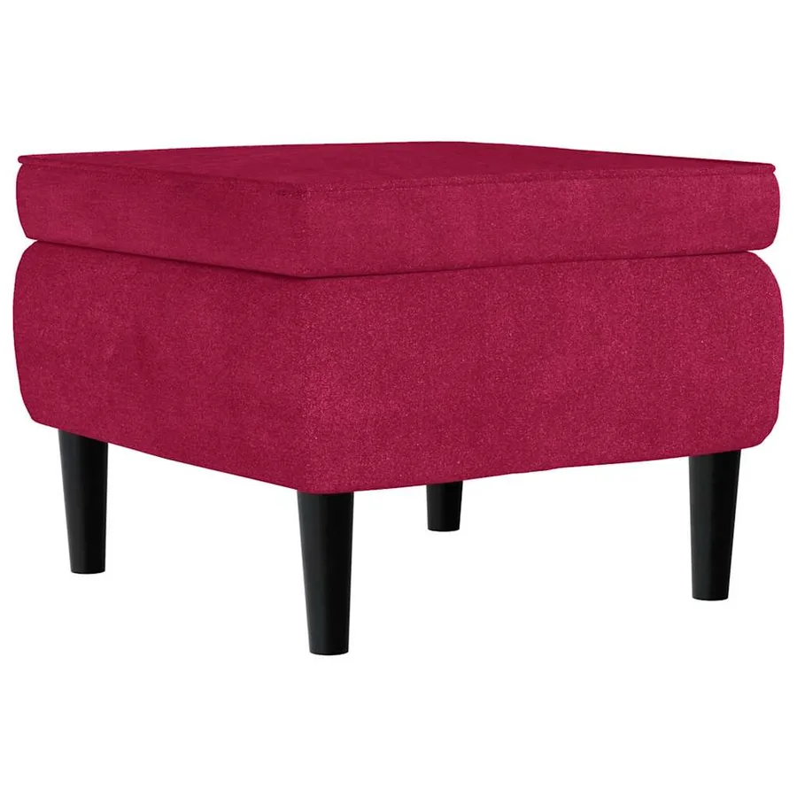 Fauteuil à oreilles avec tabouret bordeaux velours - 8