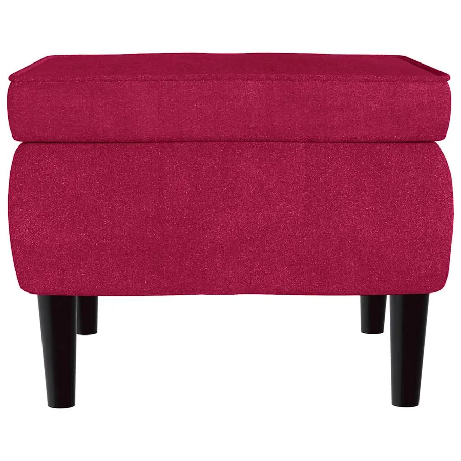 Fauteuil à oreilles avec tabouret bordeaux velours - 9