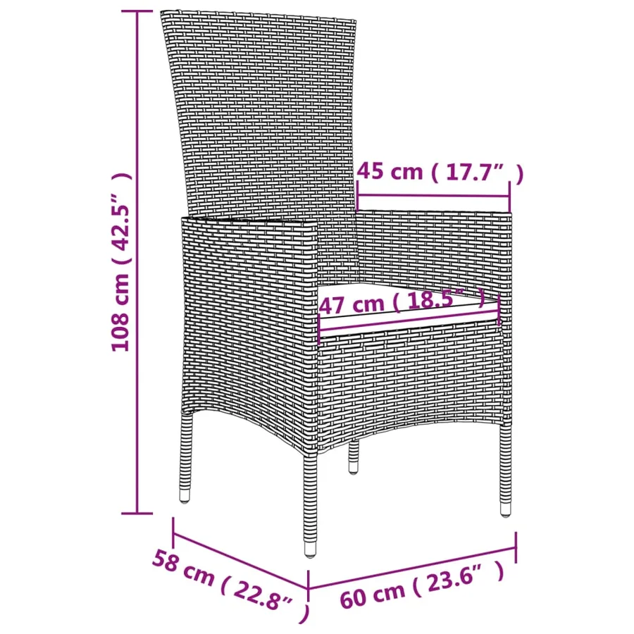 Ensemble à manger de jardin avec coussins 5pcs Beige poly rotin - 9