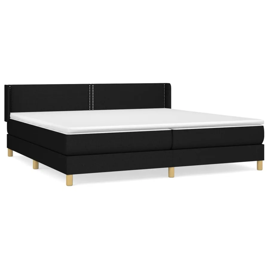 Sommier à lattes de lit avec matelas Noir 200x200 cm Tissu - 2