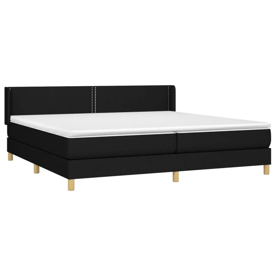 Sommier à lattes de lit avec matelas Noir 200x200 cm Tissu - 3