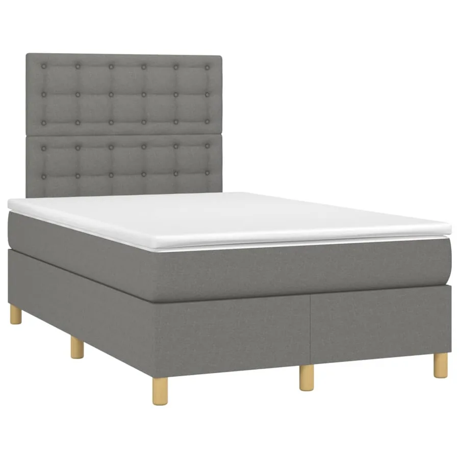 Sommier à lattes de lit et matelas et LED Gris foncé 120x200 cm - 3