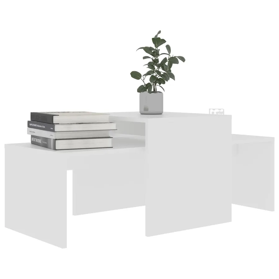 Ensemble de tables basses Blanc 100x48x40 cm bois d’ingénierie - 3