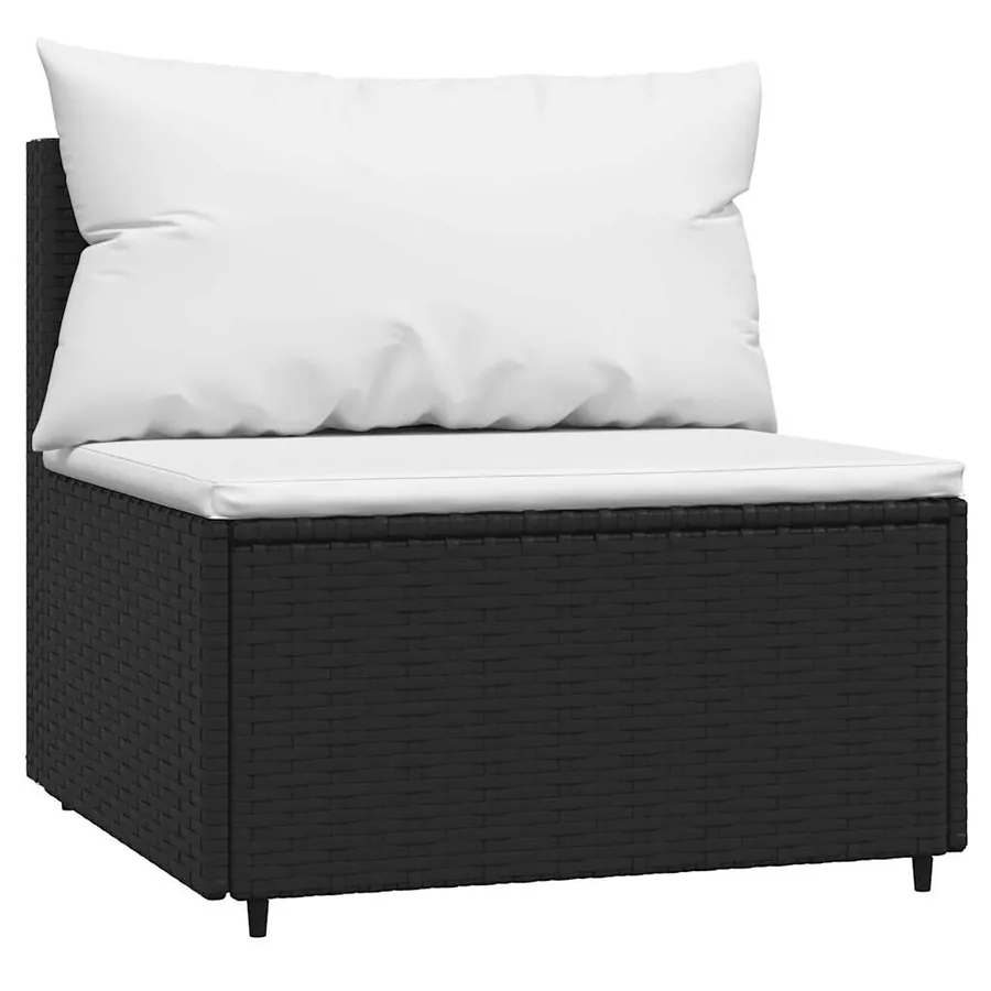 Salon de jardin 4 pcs avec coussins Noir Résine tressée - 5