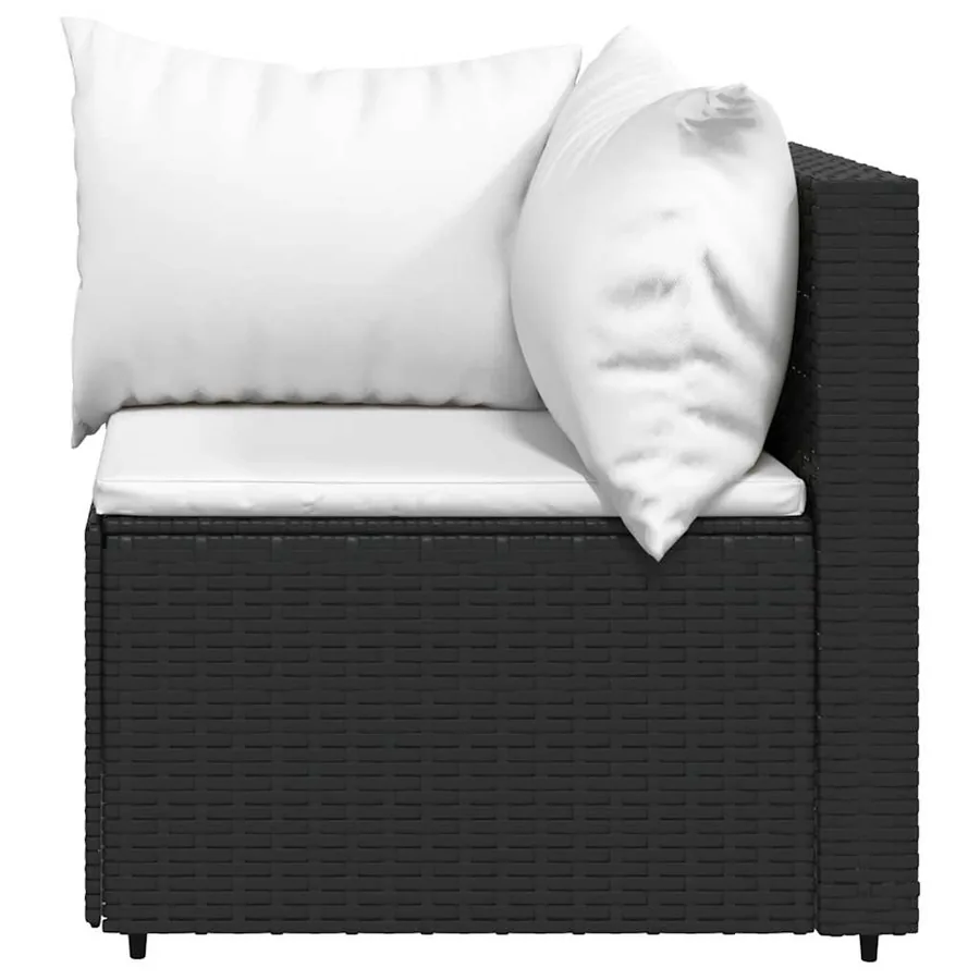 Salon de jardin 4 pcs avec coussins Noir Résine tressée - 7