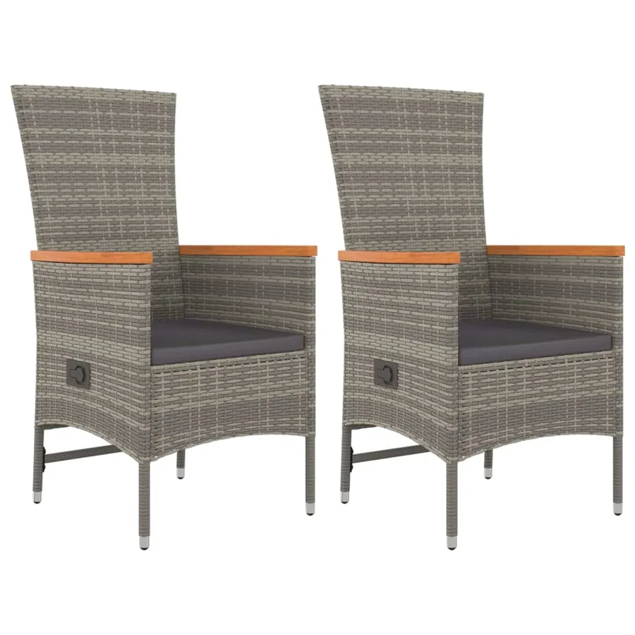 Ensemble à manger de jardin 3 pcs coussins gris résine tressée - 4