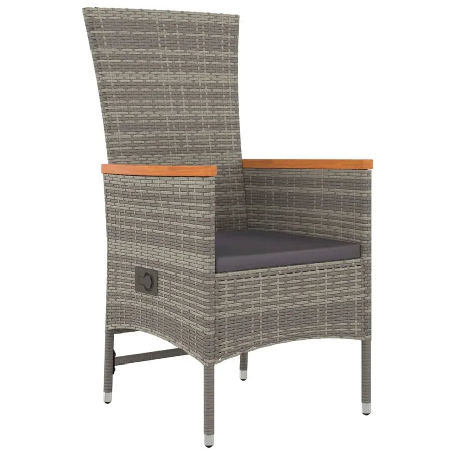 Ensemble à manger de jardin 3 pcs coussins gris résine tressée - 5