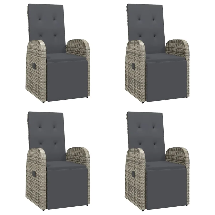 Ensemble à manger de jardin 5 pcs coussins gris résine tressée - 4
