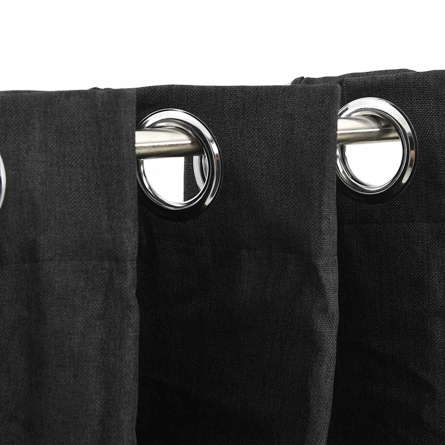 Rideau occultant Aspect de lin à œillets Anthracite 290x245 cm - 3