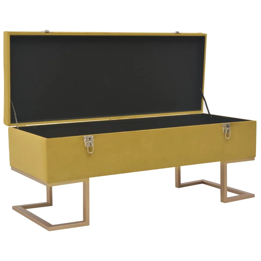 Banc avec compartiment de rangement 105 cm Moutarde Velours - 2