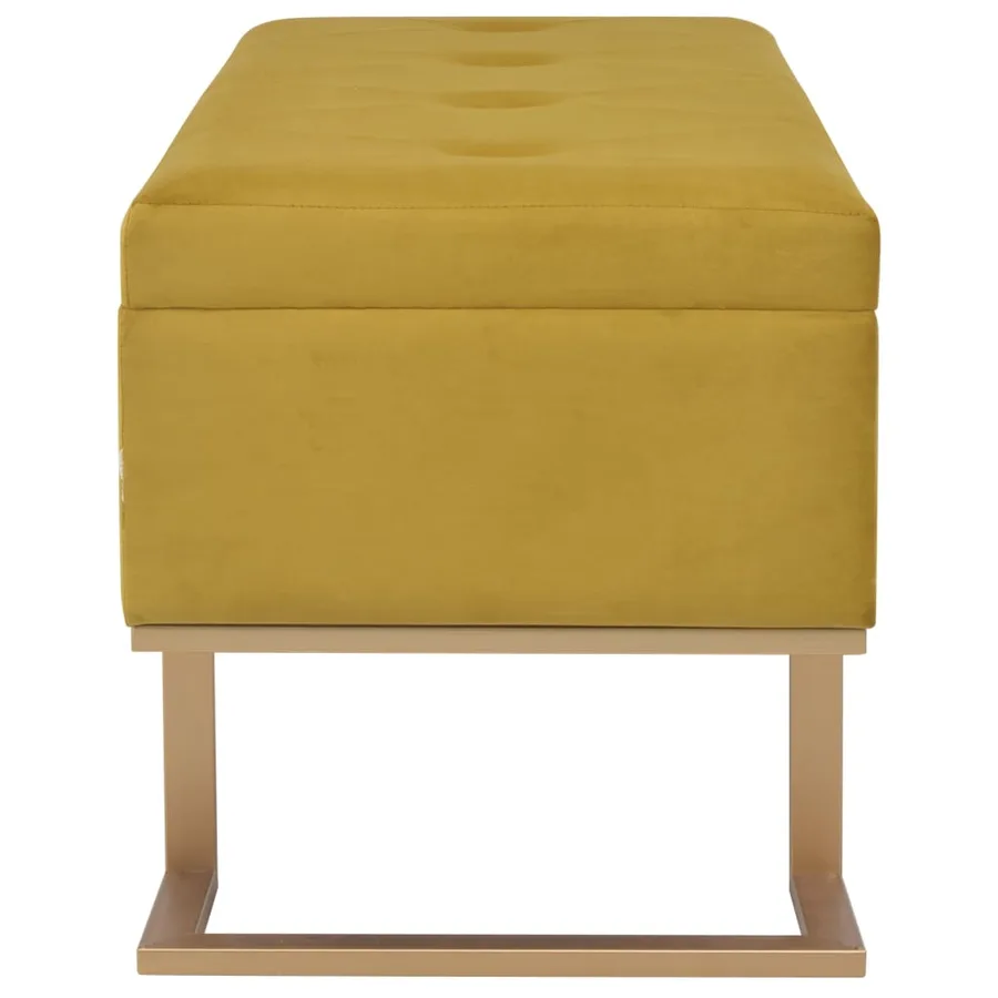 Banc avec compartiment de rangement 105 cm Moutarde Velours - 4