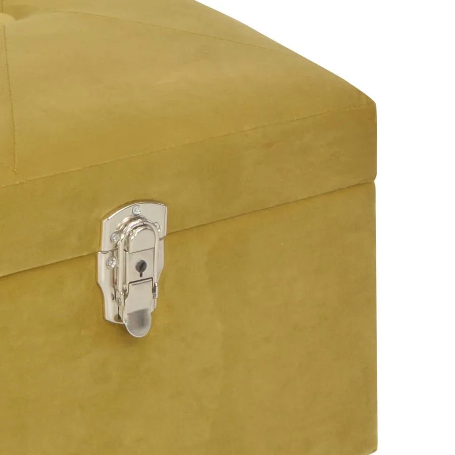 Banc avec compartiment de rangement 105 cm Moutarde Velours - 6