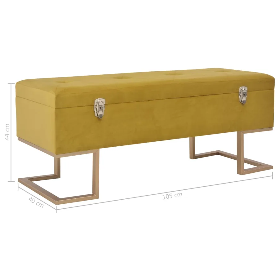 Banc avec compartiment de rangement 105 cm Moutarde Velours - 7