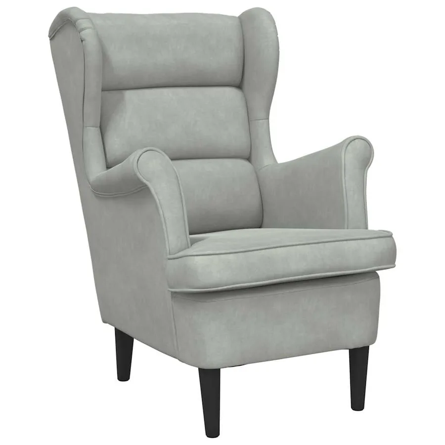 Fauteuil gris clair velours - 2