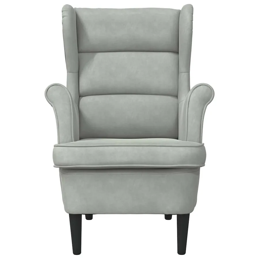 Fauteuil gris clair velours - 4