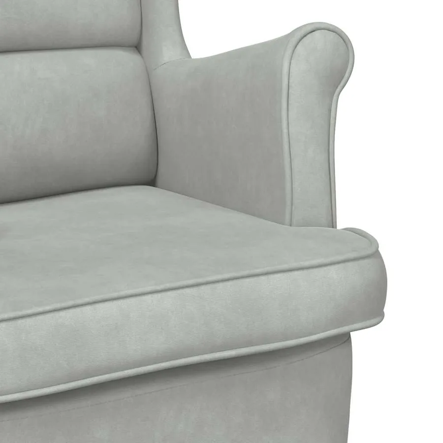 Fauteuil gris clair velours - 8