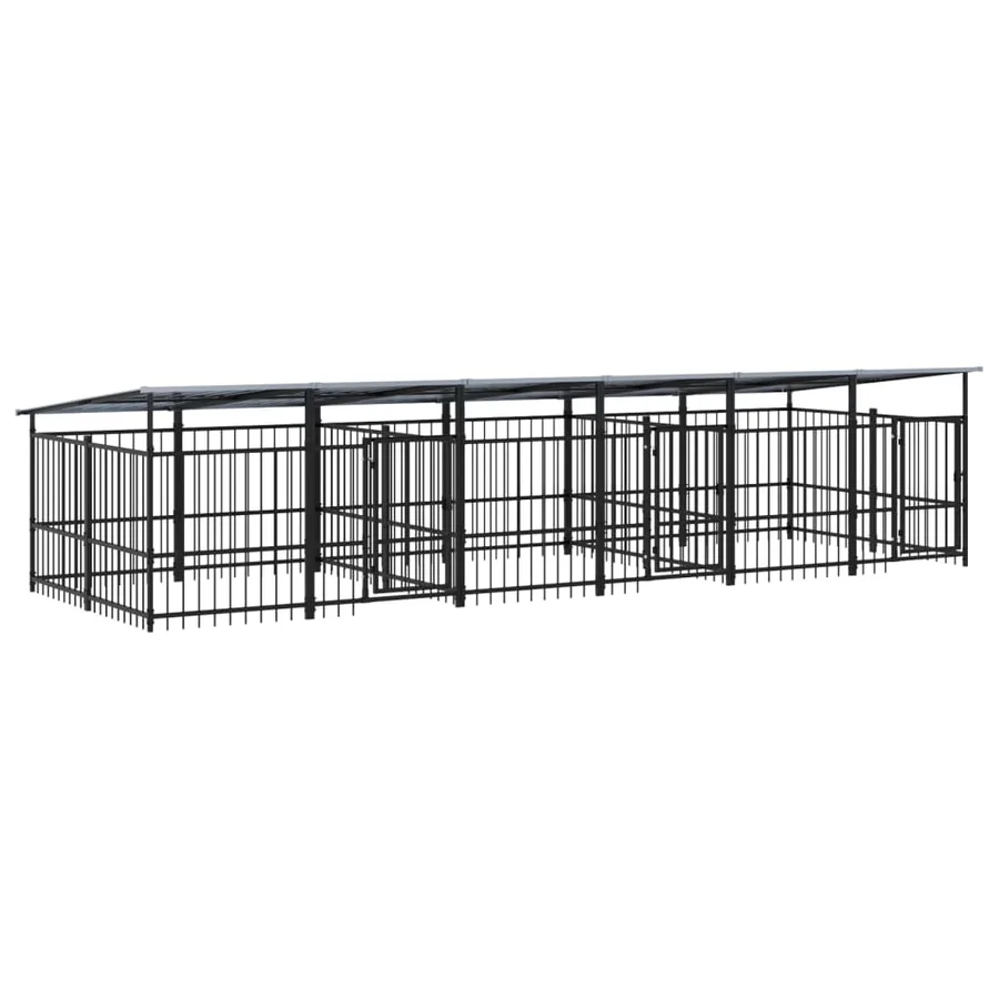 Chenil d'extérieur avec toit pour chiens Acier 11,26 m² - 2