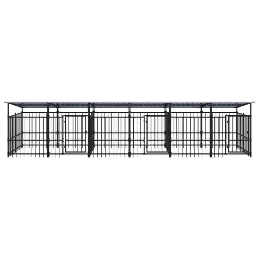Chenil d'extérieur avec toit pour chiens Acier 11,26 m² - 3