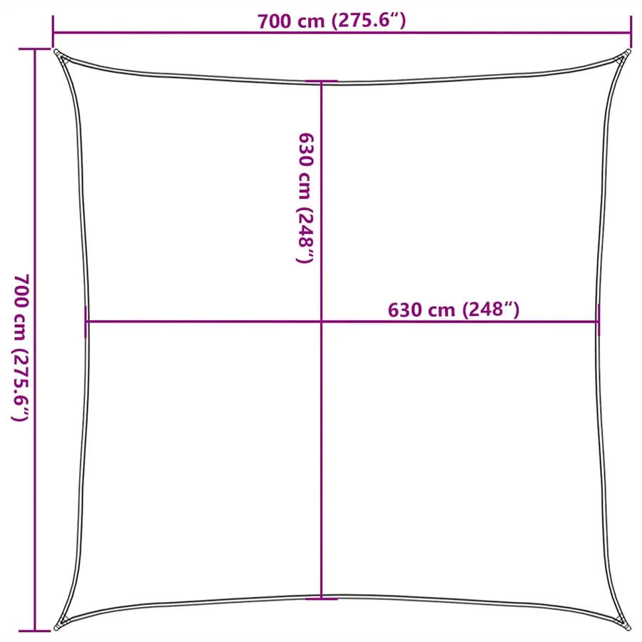 Voile d'ombrage 160 g/m² Rouge 7x7 m PEHD - 10