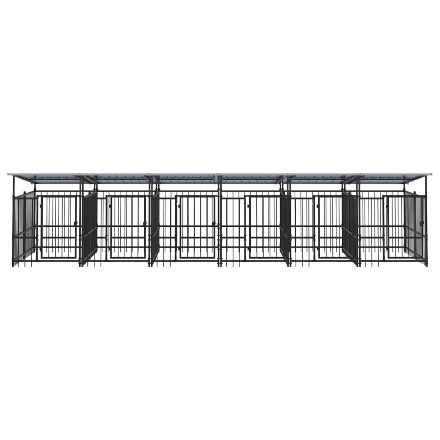 Chenil d'extérieur avec toit pour chiens Acier 11,26 m² - 3