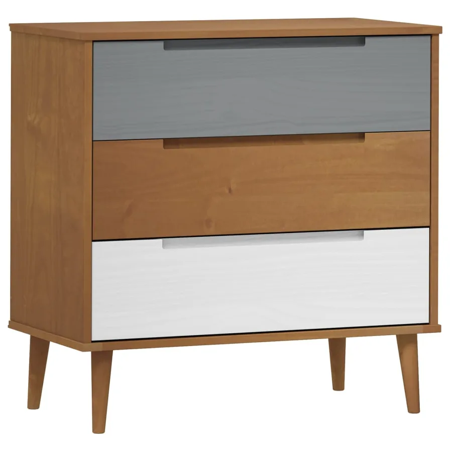 Commode MOLDE Marron 80x40x80 cm Bois de pin solide - 2